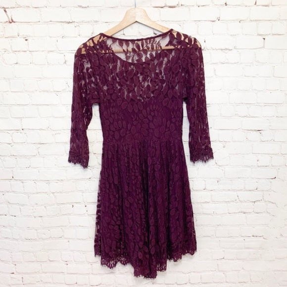 FREE PEOPLE - PLUM LACE DRESS - Picture 5 of 8